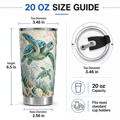 #pl[20oz|Steel] Sea Turtle Coastal 20oz Tumbler, Stainless Steel Drinkware