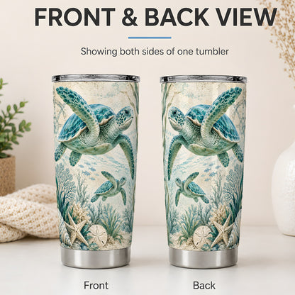 #pl[20oz|Steel] Sea Turtle Coastal 20oz Tumbler, Stainless Steel Drinkware