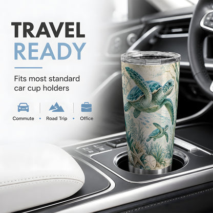 Sea Turtle Coastal 20oz Tumbler, Stainless Steel Drinkware