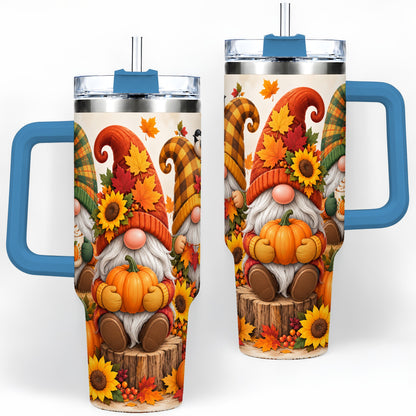 #pl[40oz|Blue] Autumn Gnome Pumpkin 40oz Tumbler, Large Seasonal Drinkware for Fall