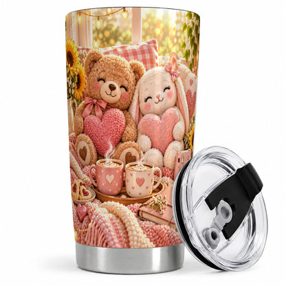 Teddy Bear Bunny Hearts 20oz Tumbler, Stainless Steel