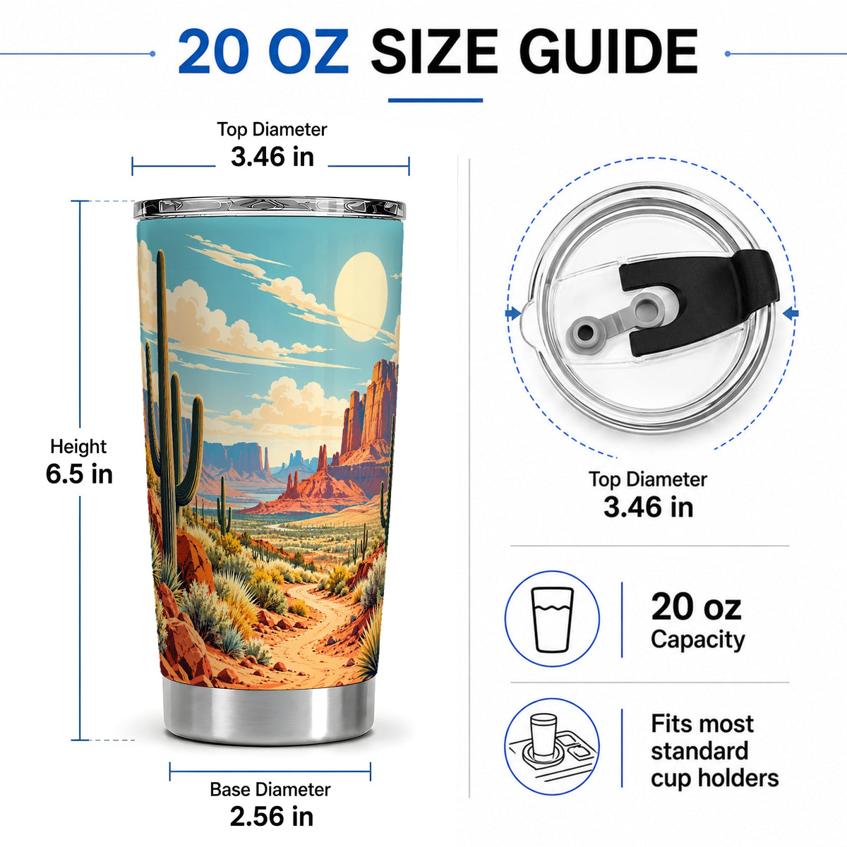 #pl[20oz|Steel] Desert Cactus 20oz Tumbler, Drinkware for Desert Lovers