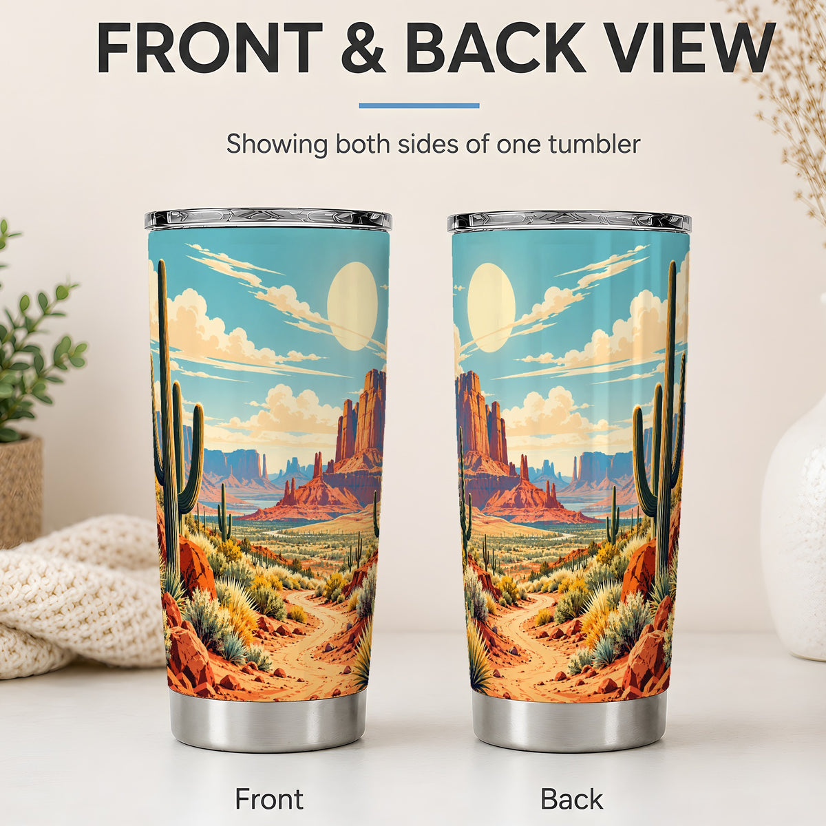 #pl[20oz|Steel] Desert Cactus 20oz Tumbler, Drinkware for Desert Lovers