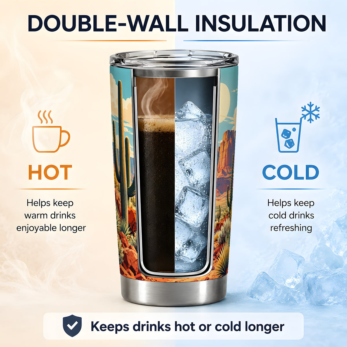 Desert Cactus 20oz Tumbler, Drinkware for Desert Lovers