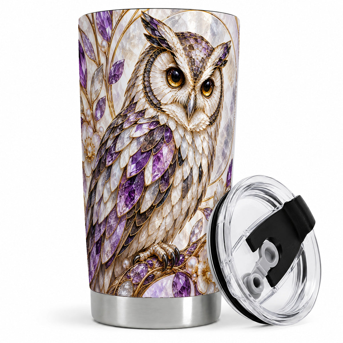 Purple Owl 20oz Tumbler, Drinkware for Owl Lovers