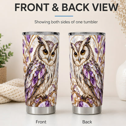 #pl[20oz|Steel] Purple Owl 20oz Tumbler, Drinkware for Owl Lovers