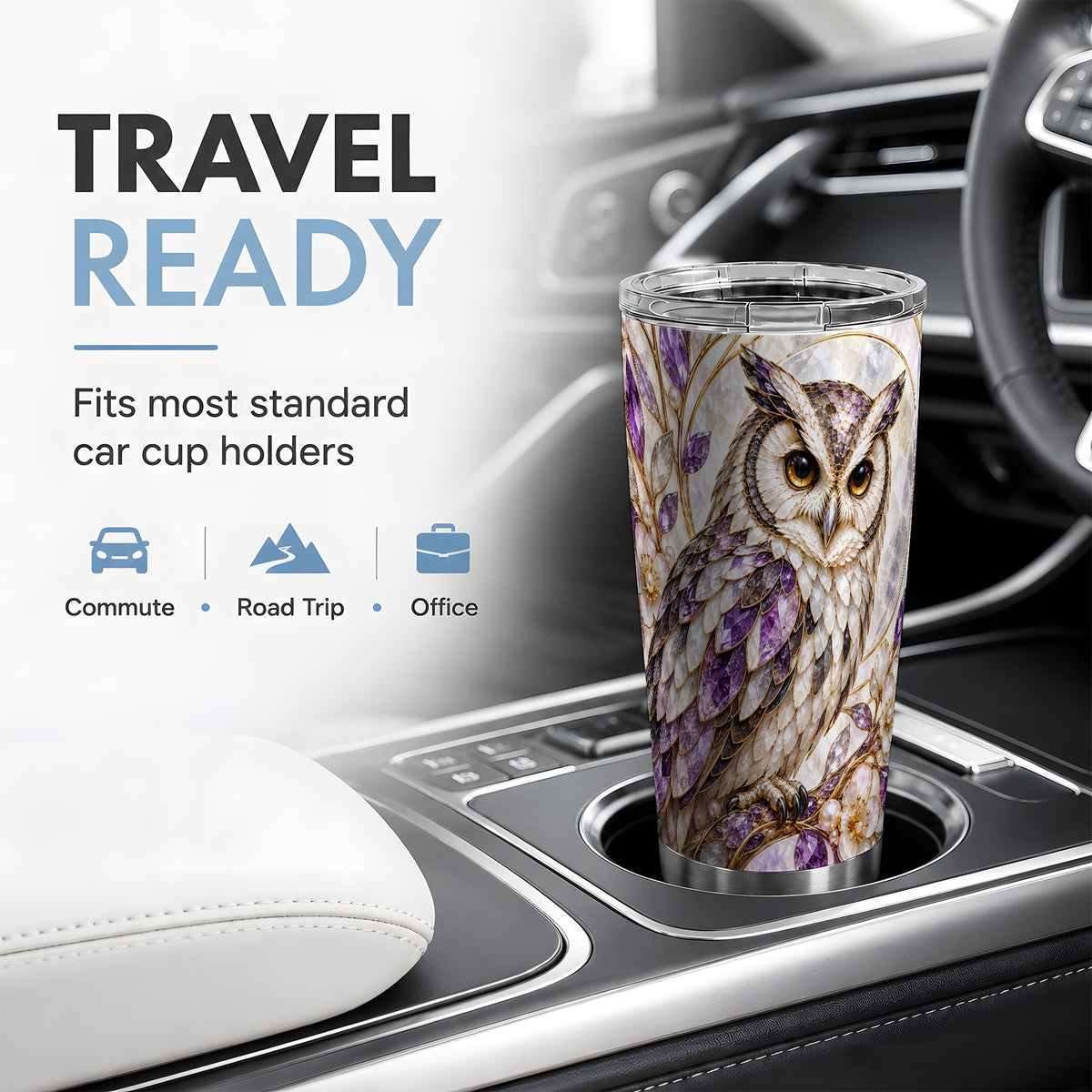 Purple Owl 20oz Tumbler, Drinkware for Owl Lovers