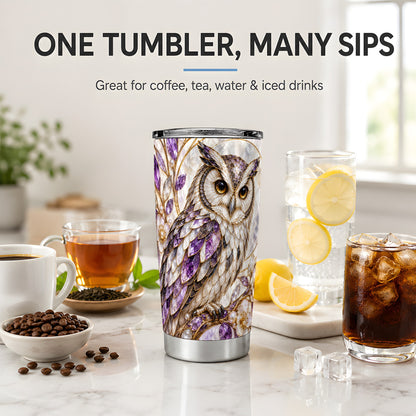 Purple Owl 20oz Tumbler, Drinkware for Owl Lovers