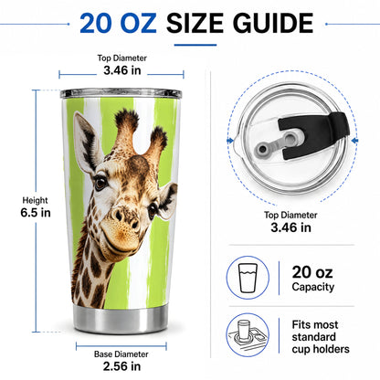 #pl[20oz|Steel] Giraffe Portrait 20oz Tumbler, Drinkware for Giraffe Lovers
