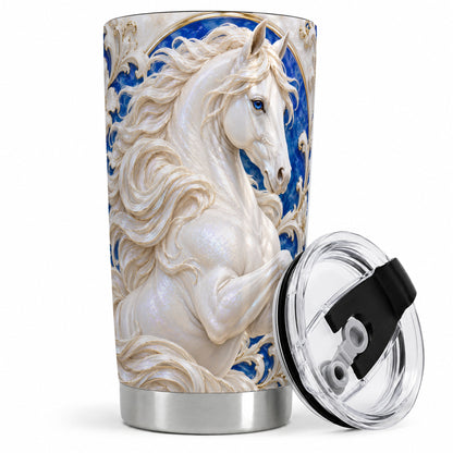 White Horse Floral 20oz Tumbler, Drinkware for Horse Lovers