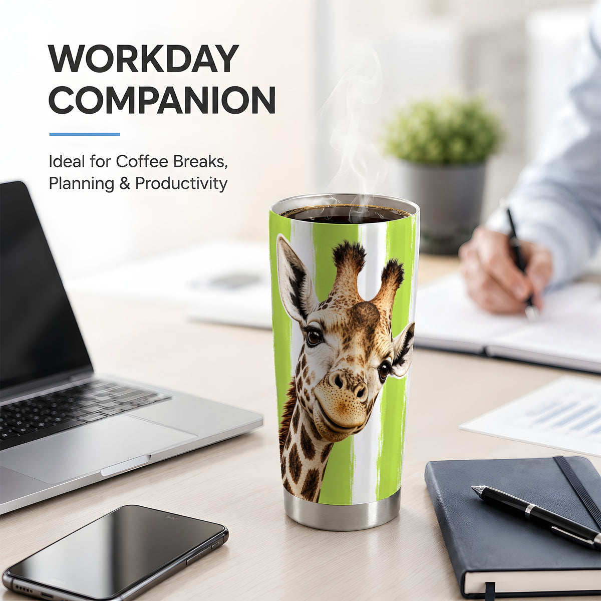 Giraffe Portrait 20oz Tumbler, Drinkware for Giraffe Lovers