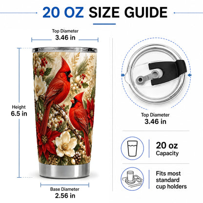#pl[20oz|Steel] Winter Cardinal 20oz Tumbler, Drinkware for Bird Lovers