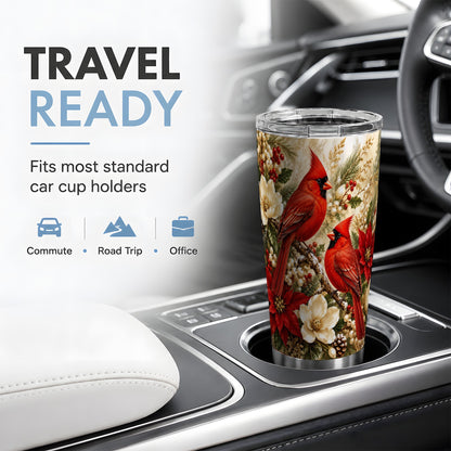 Winter Cardinal 20oz Tumbler, Drinkware for Bird Lovers