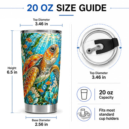 #pl[20oz|Steel] Sea Turtle Floral 20oz Tumbler, Drinkware for Turtle Lovers
