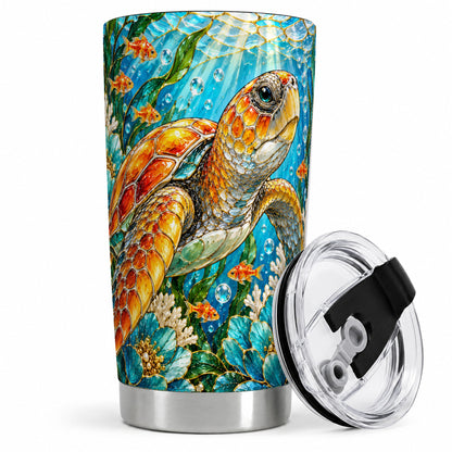 Sea Turtle Floral 20oz Tumbler, Drinkware for Turtle Lovers