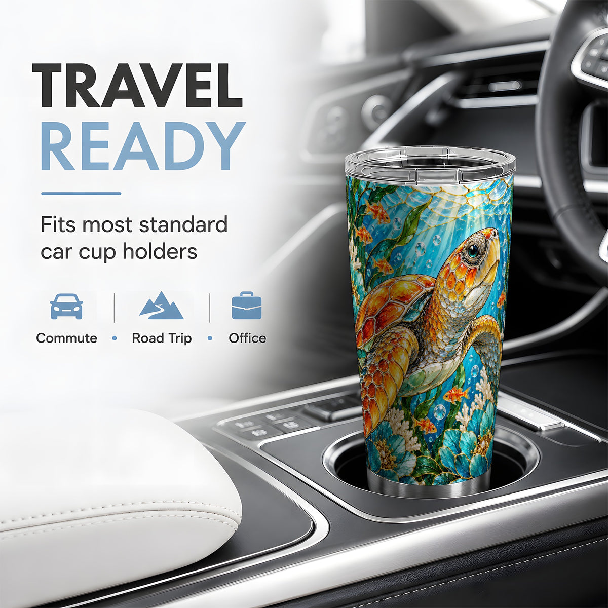Sea Turtle Floral 20oz Tumbler, Drinkware for Turtle Lovers