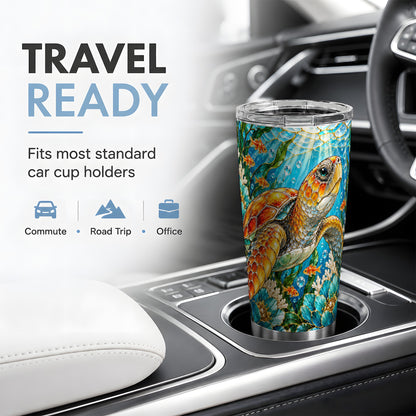 Sea Turtle Floral 20oz Tumbler, Drinkware for Turtle Lovers