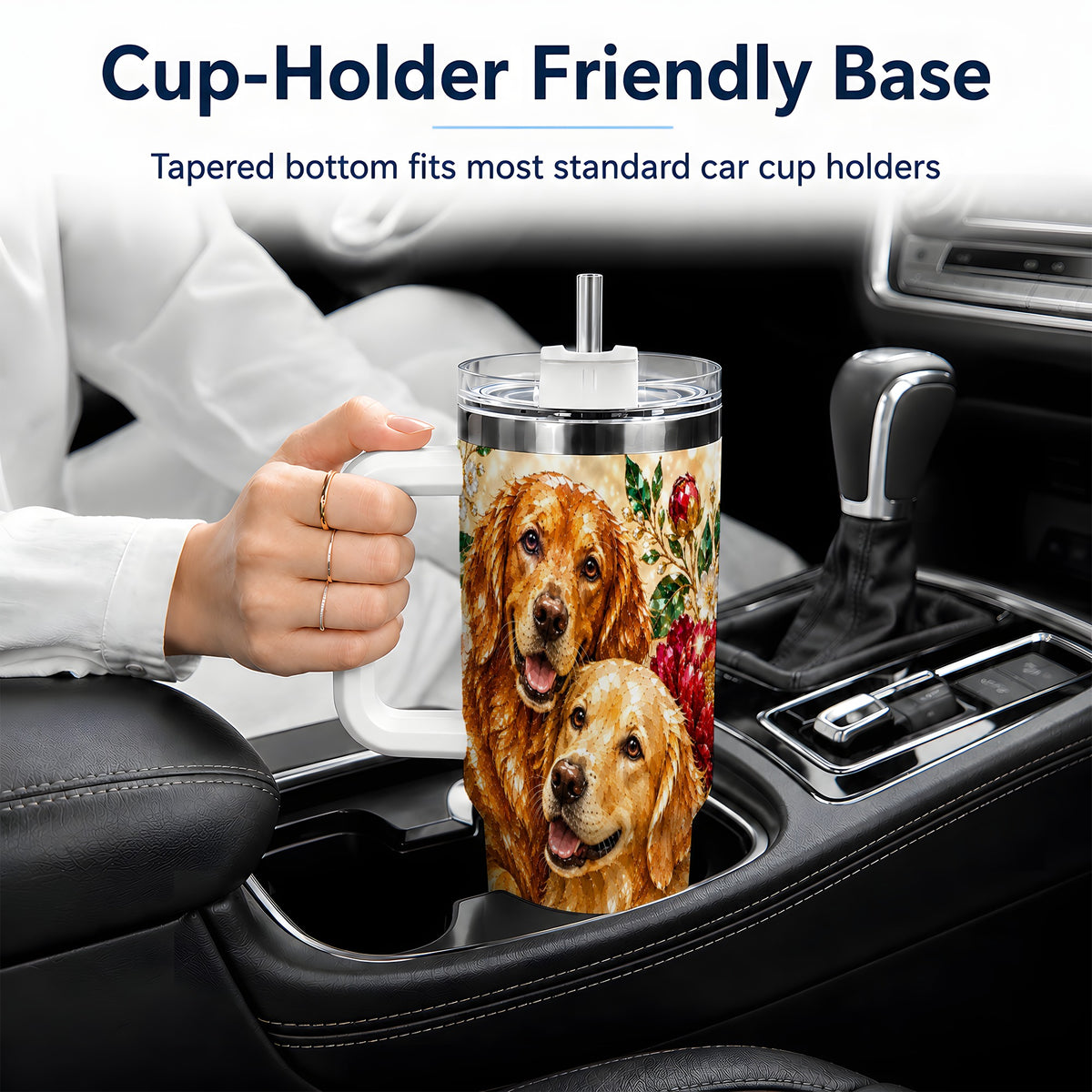 Faceted Golden Retriever Floral 40oz Tumbler, Drinkware for Dog Lovers