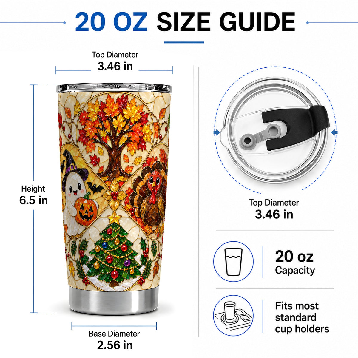 #pl[20oz|Steel] Seasonal Holiday 20oz Tumbler, Festive Character Artwork