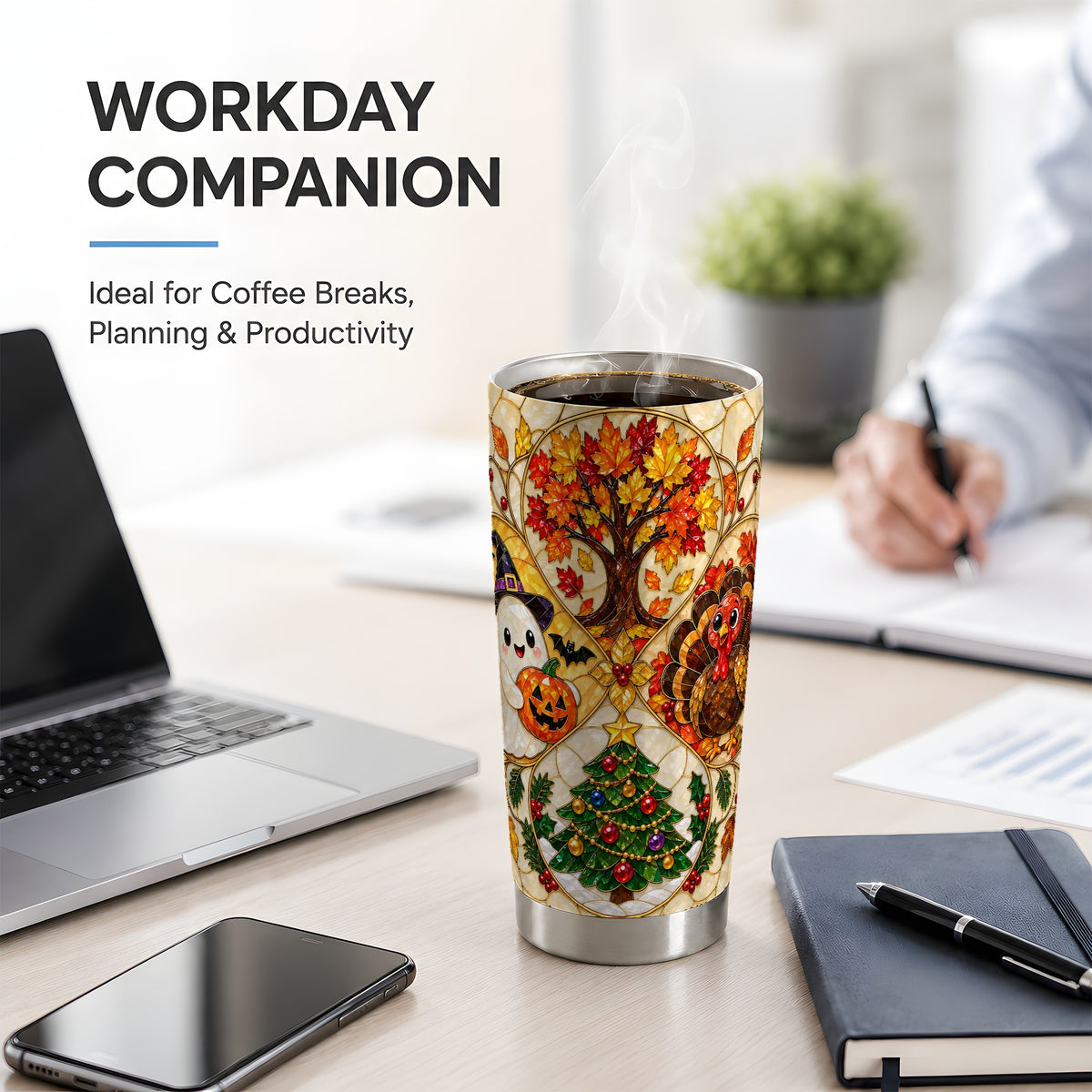 Seasonal Holiday 20oz Tumbler, Festive Character Artwork