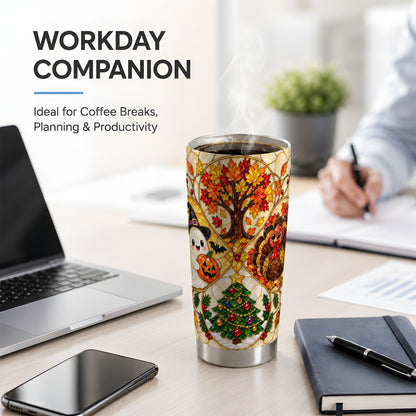 Seasonal Holiday 20oz Tumbler, Festive Character Artwork