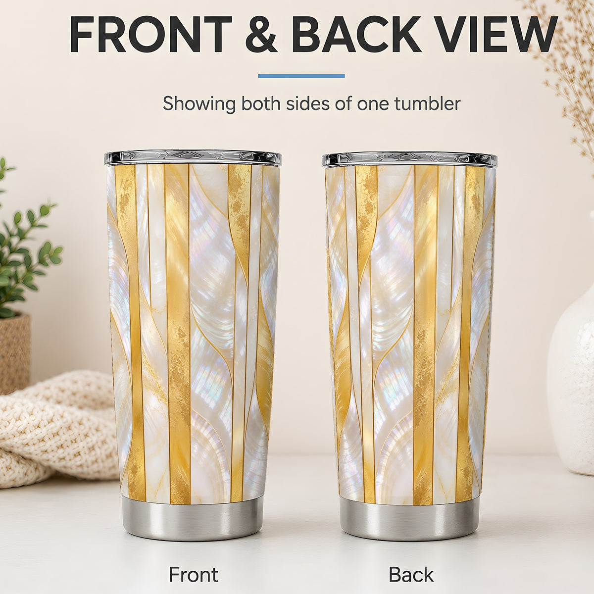 #pl[20oz|Steel] Pearl Gold Style 20oz Tumbler, Abstract Geometric Drinkware