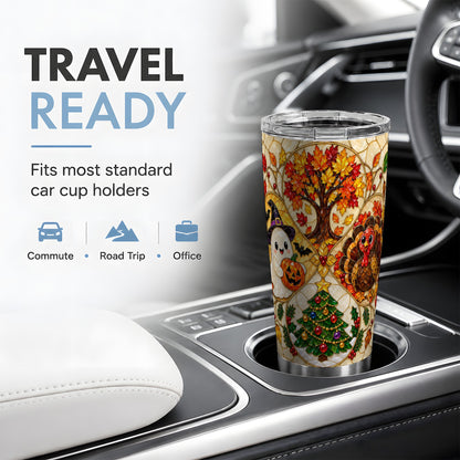 Seasonal Holiday 20oz Tumbler, Festive Character Artwork