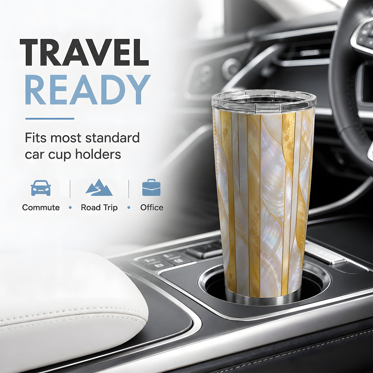 Pearl Gold Style 20oz Tumbler, Abstract Geometric Drinkware