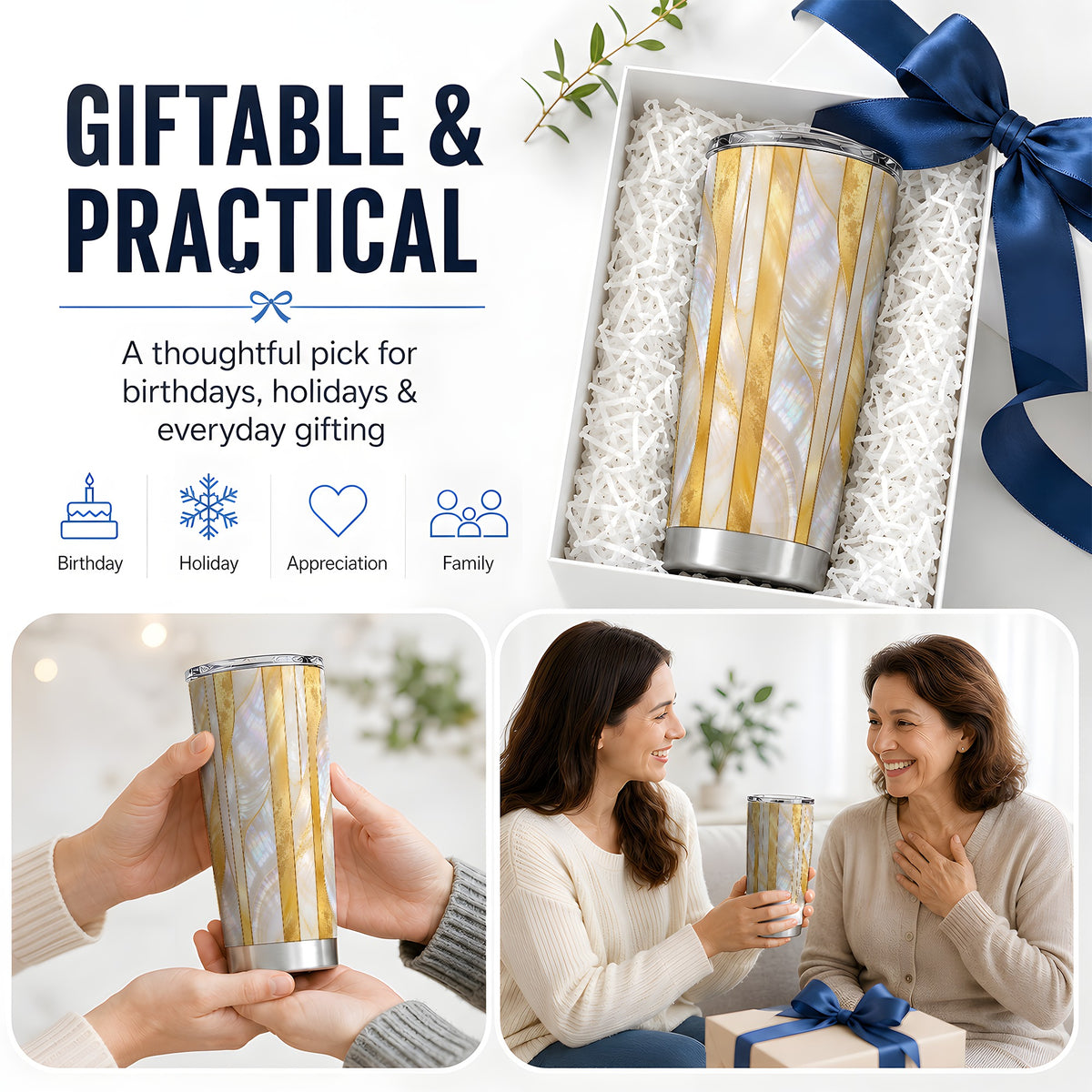 Pearl Gold Style 20oz Tumbler, Abstract Geometric Drinkware
