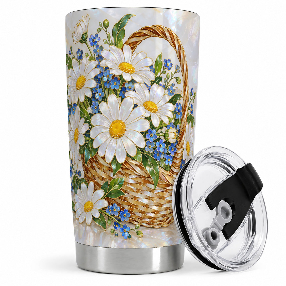 Daisy Flower Basket 20oz Tumbler, Botanical Floral Drinkware