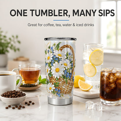 Daisy Flower Basket 20oz Tumbler, Botanical Floral Drinkware