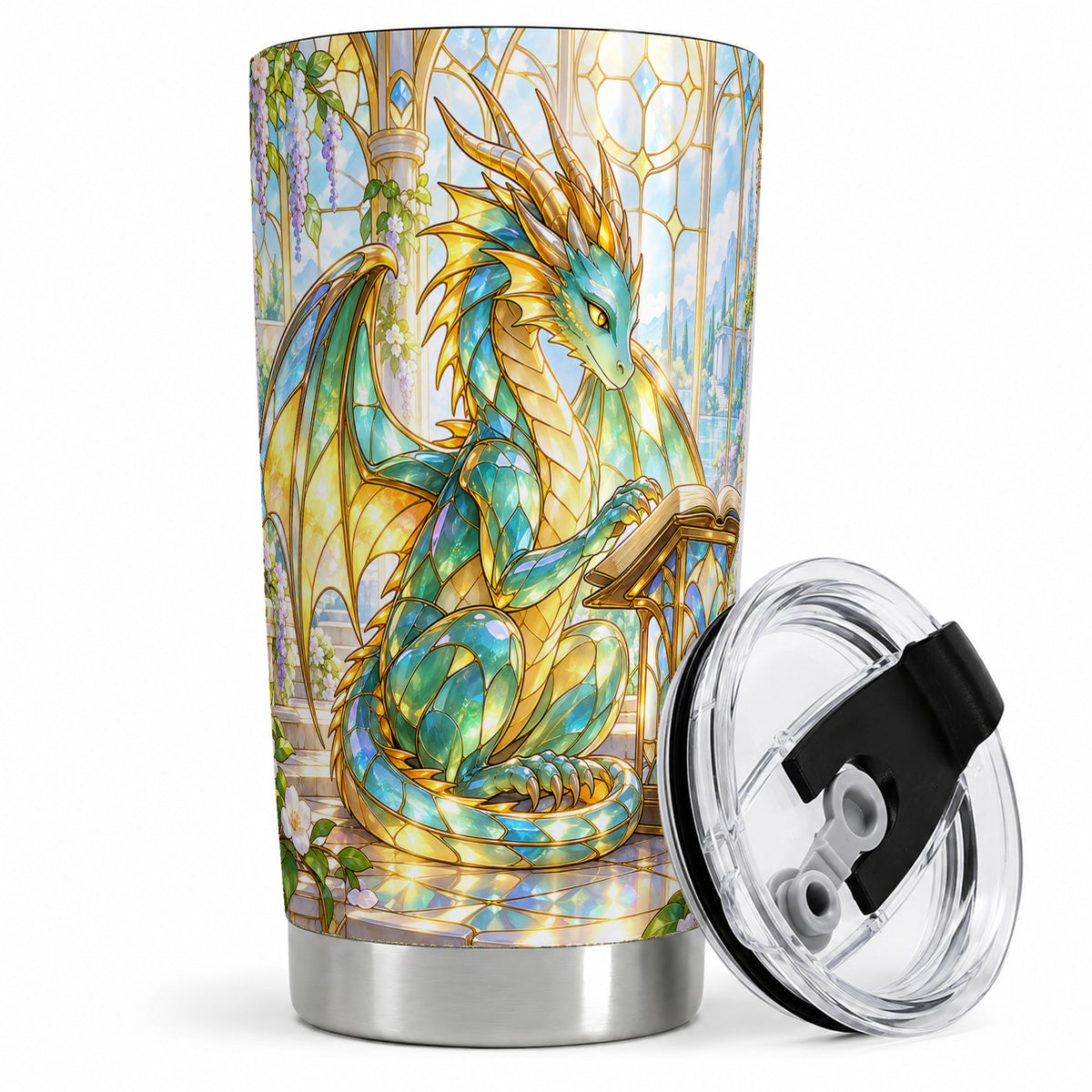 Stained Glass Style Dragon 20oz Tumbler, Stainless Steel Drinkware