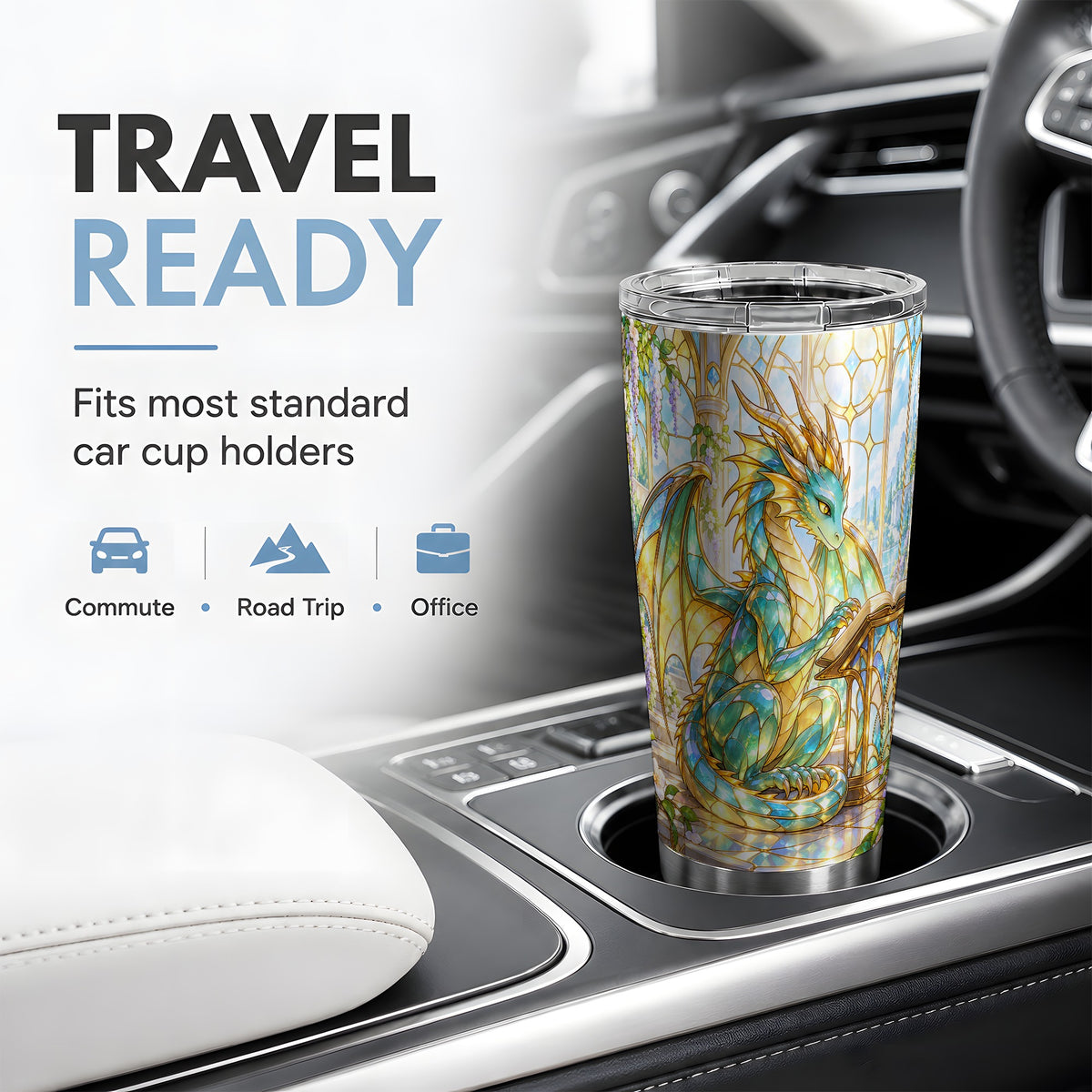 Stained Glass Style Dragon 20oz Tumbler, Stainless Steel Drinkware