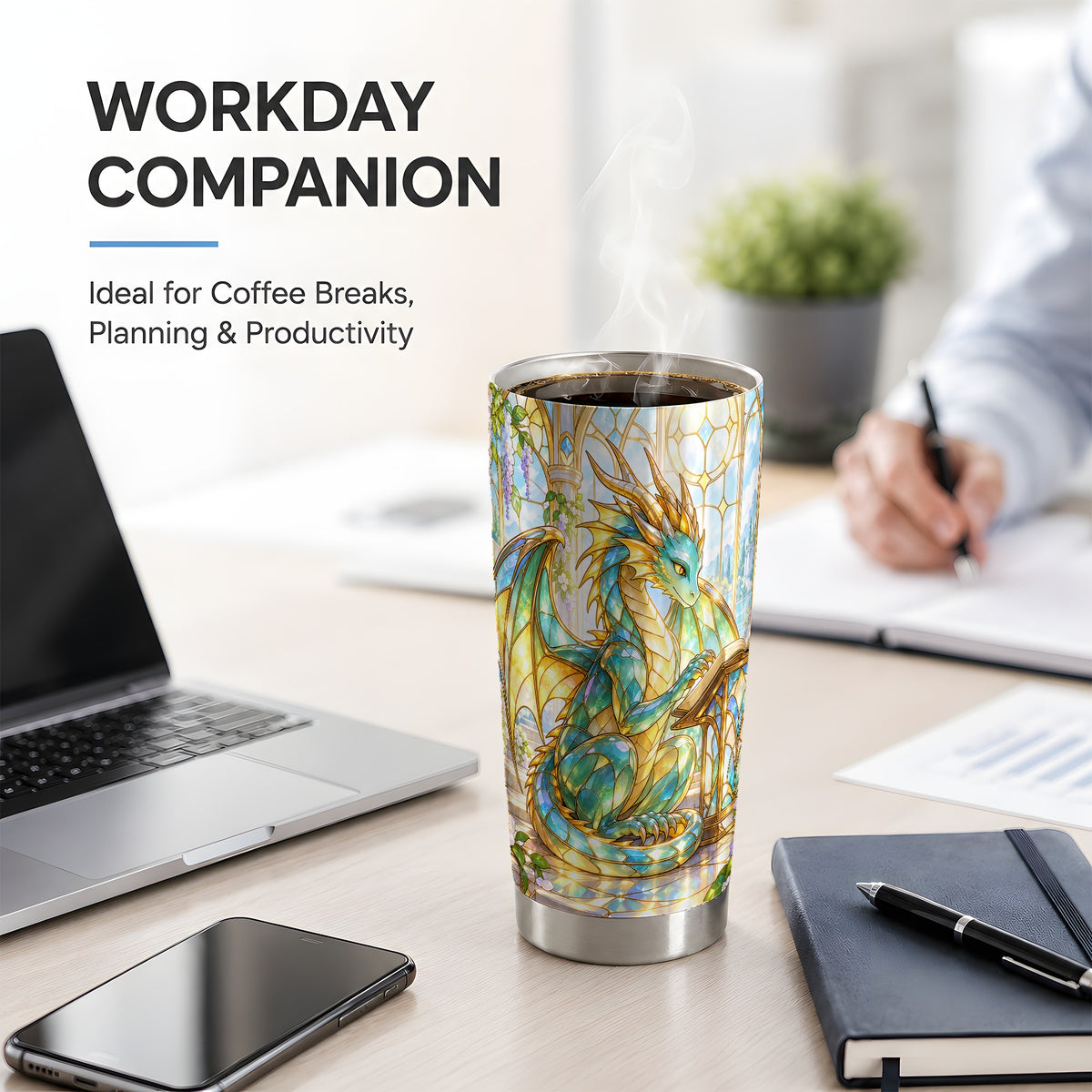 Stained Glass Style Dragon 20oz Tumbler, Stainless Steel Drinkware