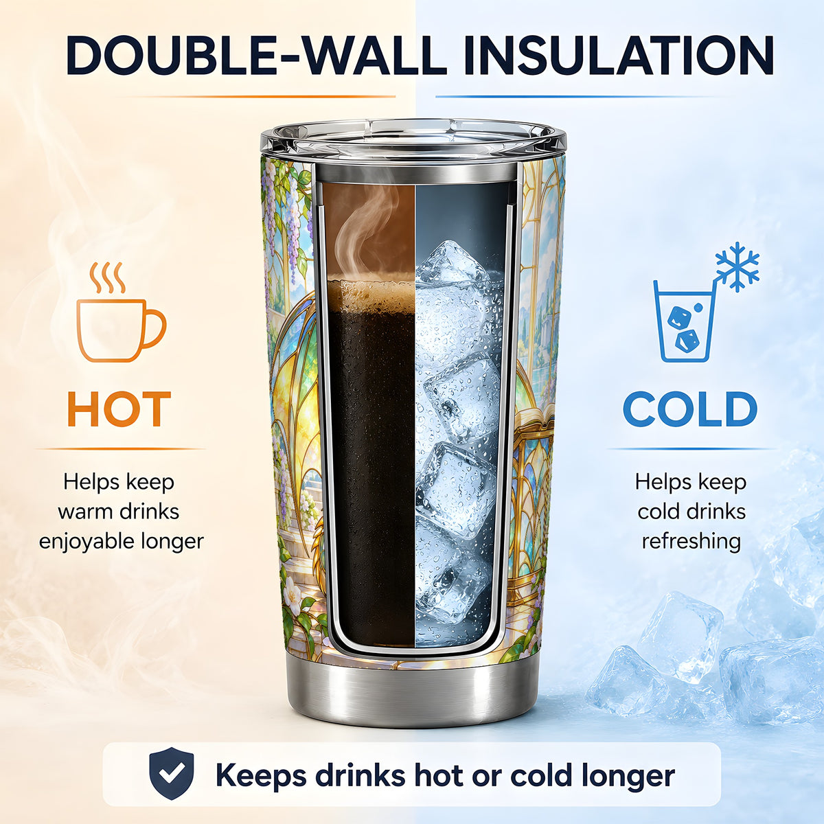 Stained Glass Style Dragon 20oz Tumbler, Stainless Steel Drinkware