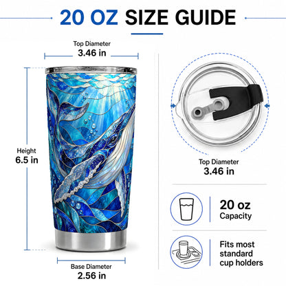#pl[20oz|Steel] Stained Glass Style Whale 20oz Tumbler, Stainless Steel Drinkware