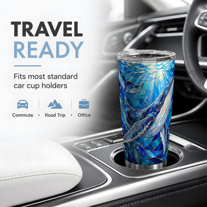 Stained Glass Style Whale 20oz Tumbler, Stainless Steel Drinkware