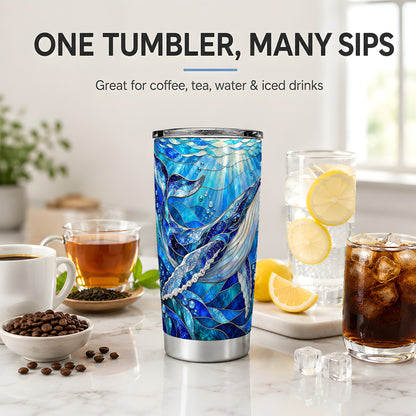 Stained Glass Style Whale 20oz Tumbler, Stainless Steel Drinkware
