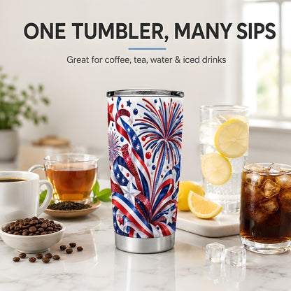 Patriotic Fireworks 20oz Tumbler, Stainless Steel Star Drinkware