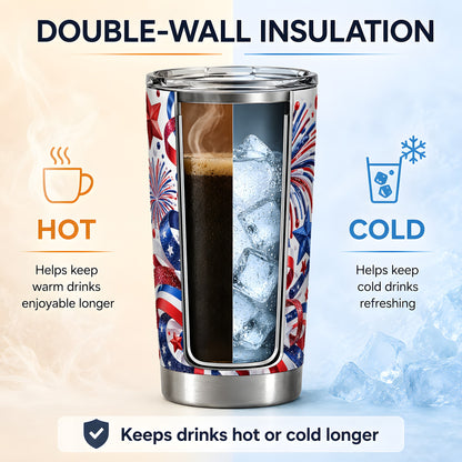 Patriotic Fireworks 20oz Tumbler, Stainless Steel Star Drinkware