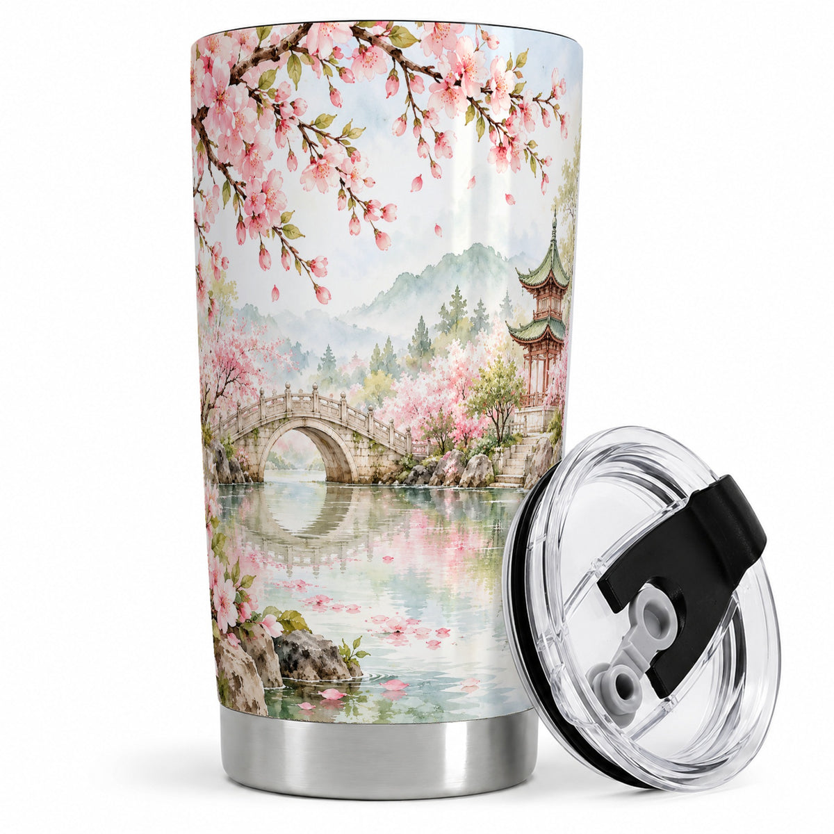 Cherry Blossom Garden 20oz Tumbler, Stainless Steel Scenic Drinkware