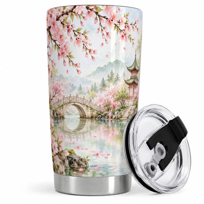 Cherry Blossom Garden 20oz Tumbler, Stainless Steel Scenic Drinkware