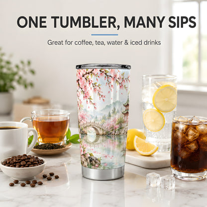 Cherry Blossom Garden 20oz Tumbler, Stainless Steel Scenic Drinkware