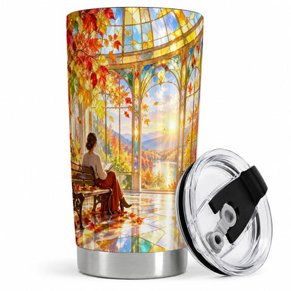 Autumn Reading Scene 20oz Tumbler, Stainless Steel Fall Drinkware