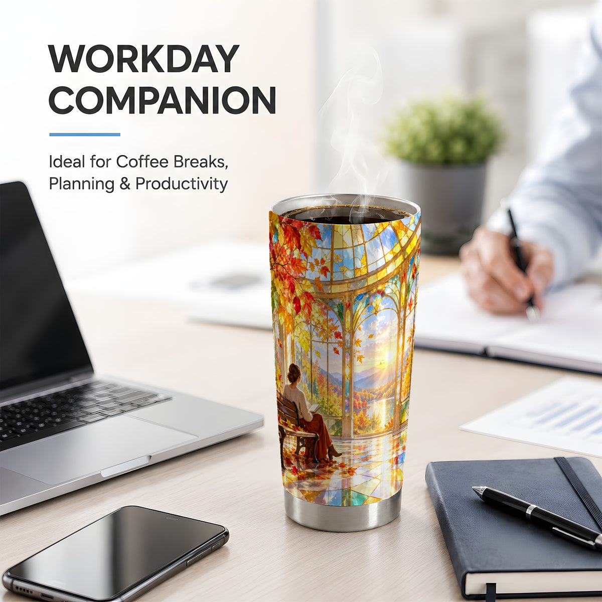 Autumn Reading Scene 20oz Tumbler, Stainless Steel Fall Drinkware