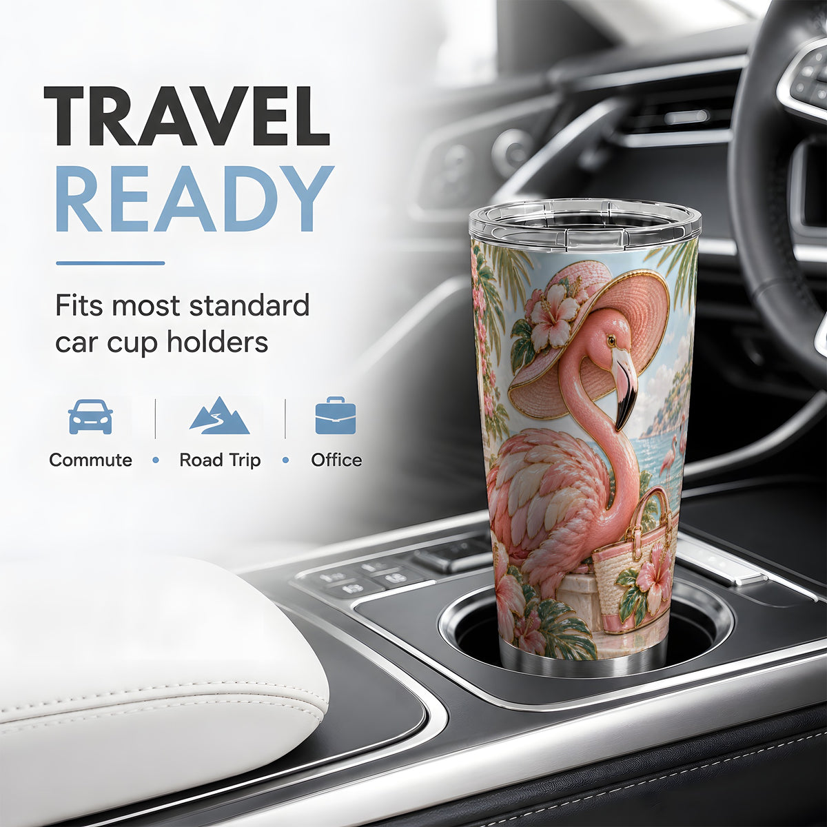 Tropical Flamingo 20oz Tumbler, Coastal Bird Drinkware for Bird Lovers