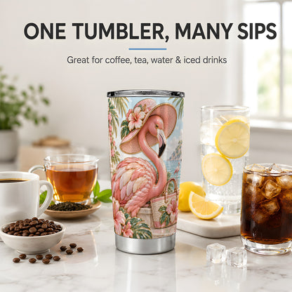 Tropical Flamingo 20oz Tumbler, Coastal Bird Drinkware for Bird Lovers