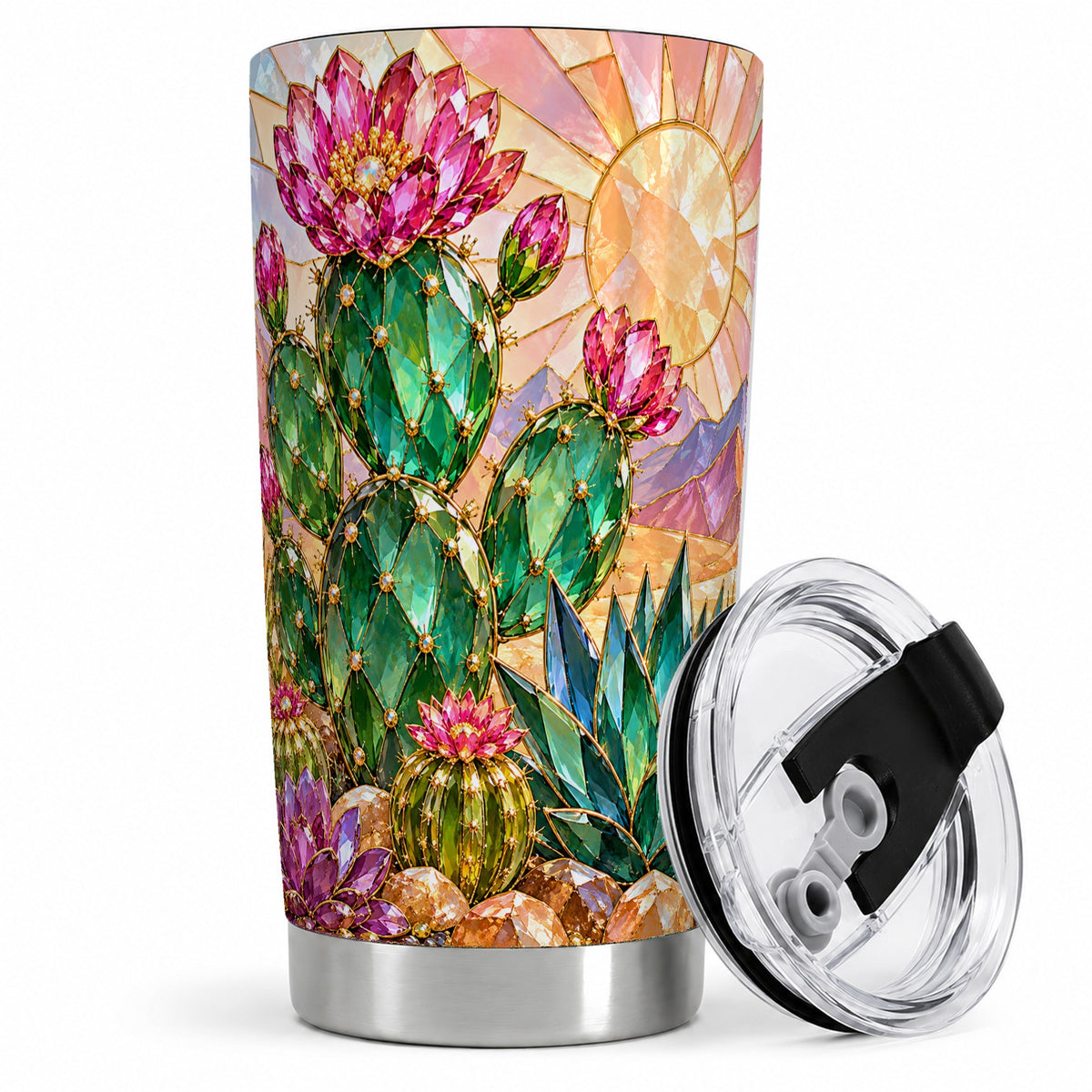 Blooming Cactus 20oz Tumbler, Desert Floral Drinkware for Plant Lovers