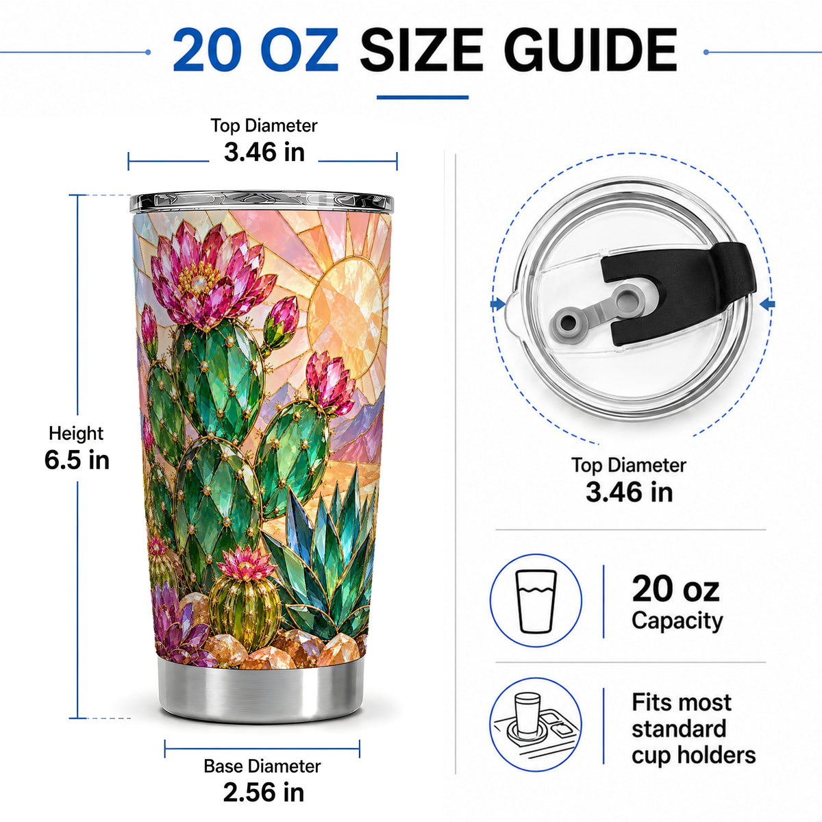 #pl[20oz|Steel] Blooming Cactus 20oz Tumbler, Desert Floral Drinkware for Plant Lovers