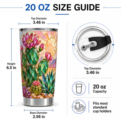 #pl[20oz|Steel] Blooming Cactus 20oz Tumbler, Desert Floral Drinkware for Plant Lovers